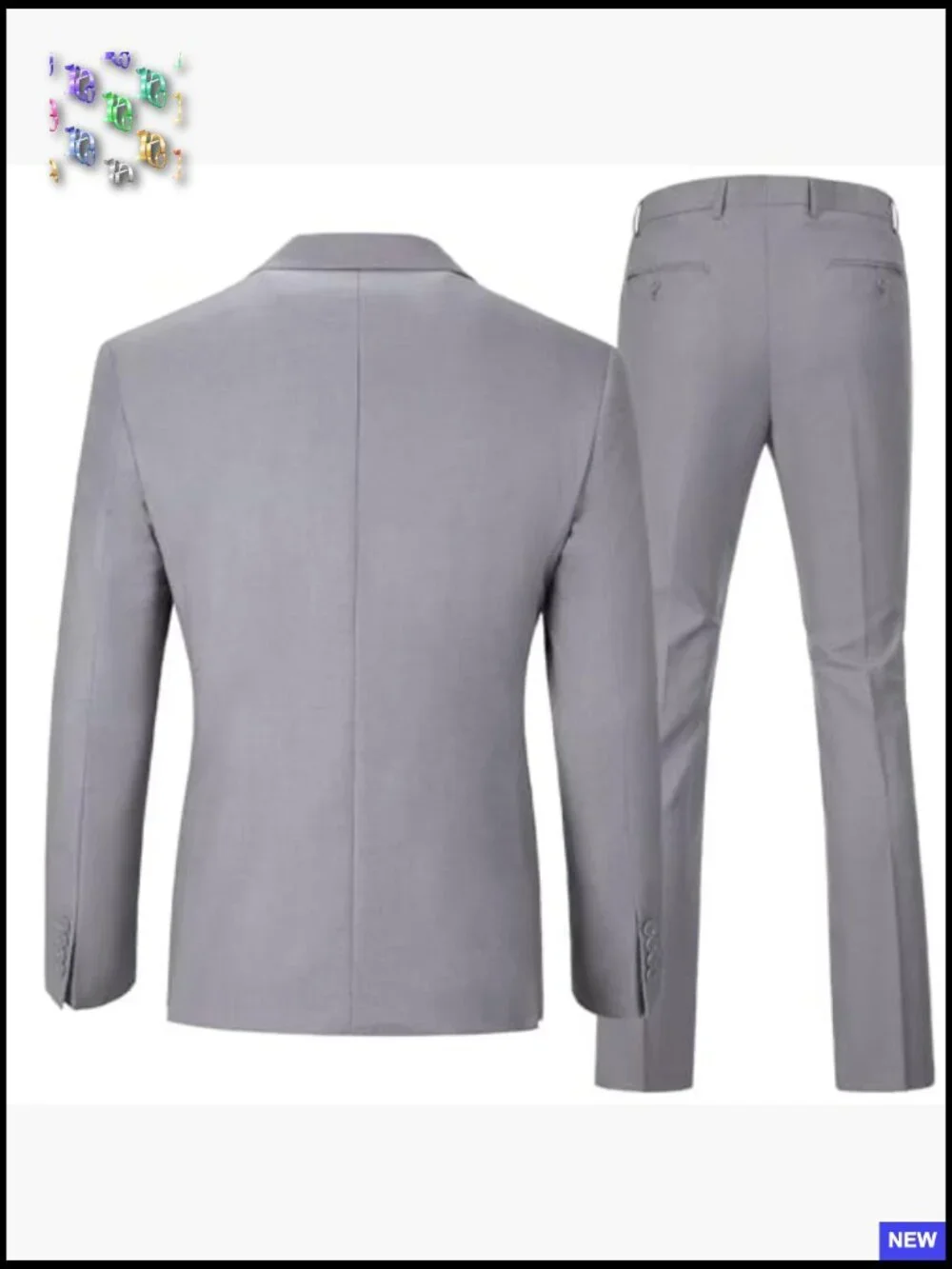 Slim Fit 3 Piece Suit Set with Bow Tie Vest Pants Formal Wedding Party